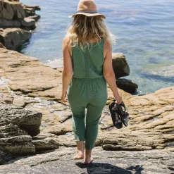 Jumpsuits & Playsuits|Dungarees & Pants>Passenger Eva Recycled Cotton Jumpsuit Dark Ivy