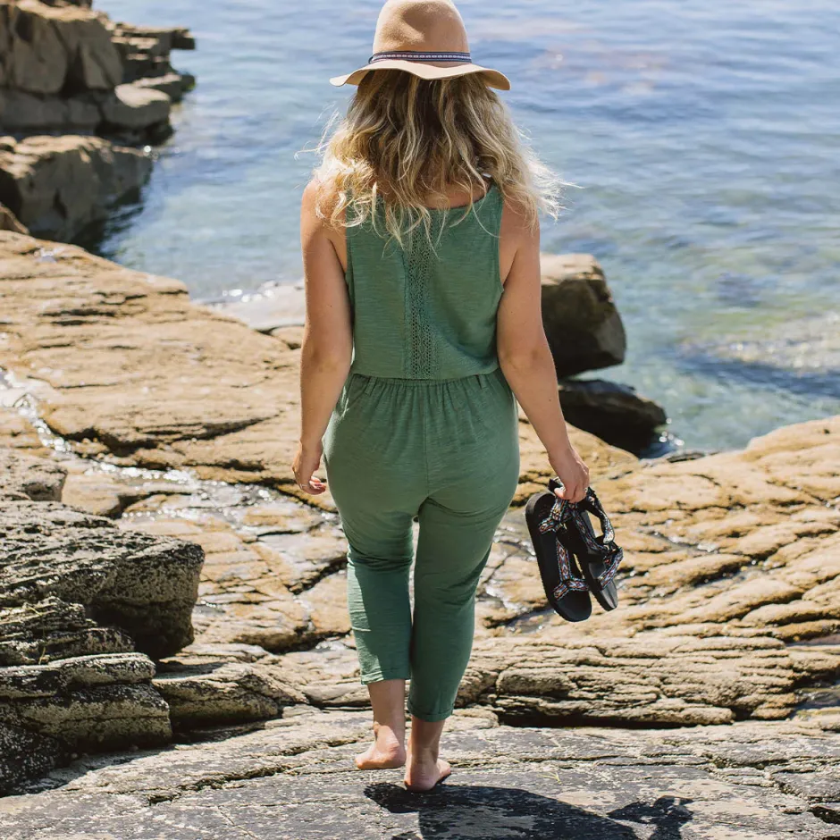 Jumpsuits & Playsuits|Dungarees & Pants>Passenger Eva Recycled Cotton Jumpsuit Dark Ivy
