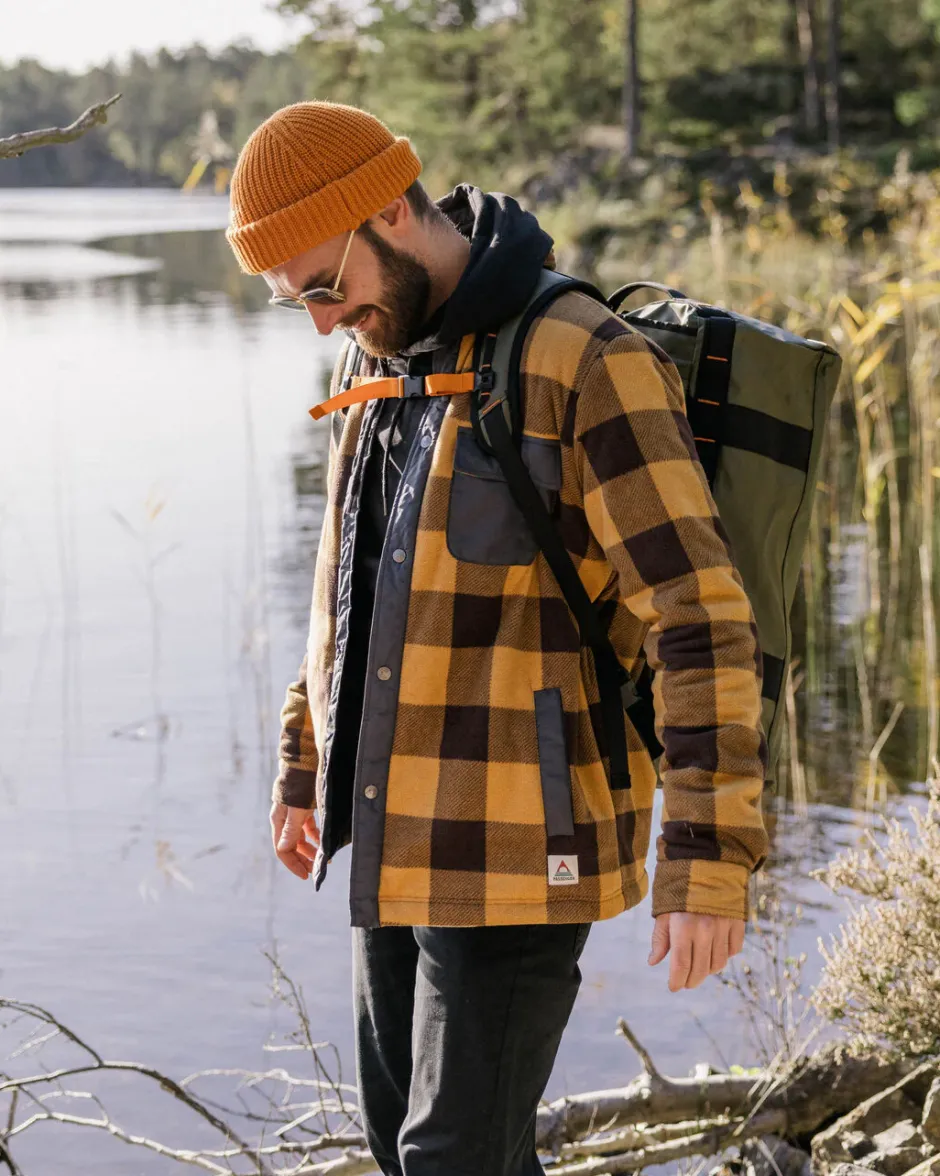 Shirts|Fleece>Passenger Firelight Sherpa Lined Overshirt Golden Brown Check