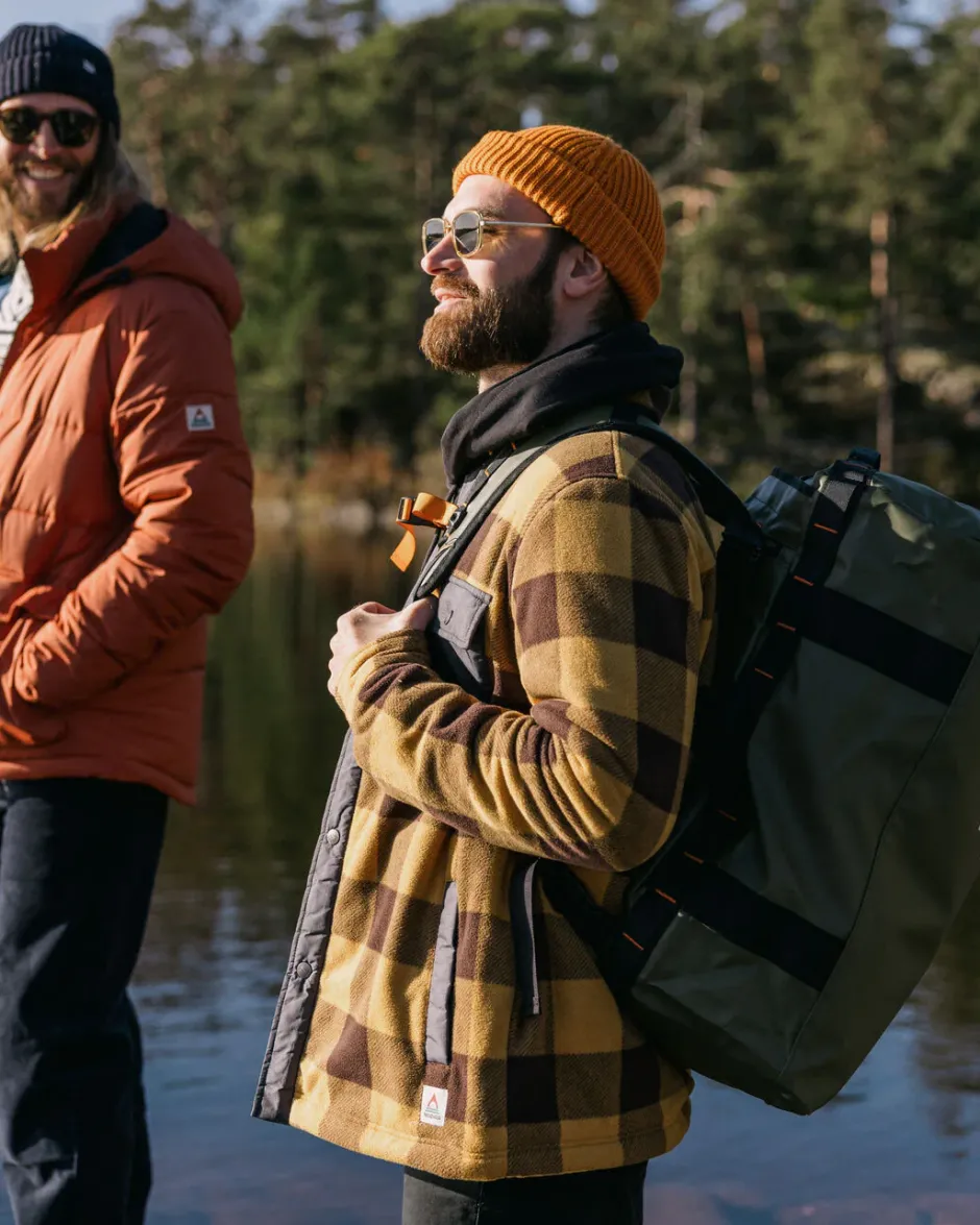 Shirts|Fleece>Passenger Firelight Sherpa Lined Overshirt Golden Brown Check