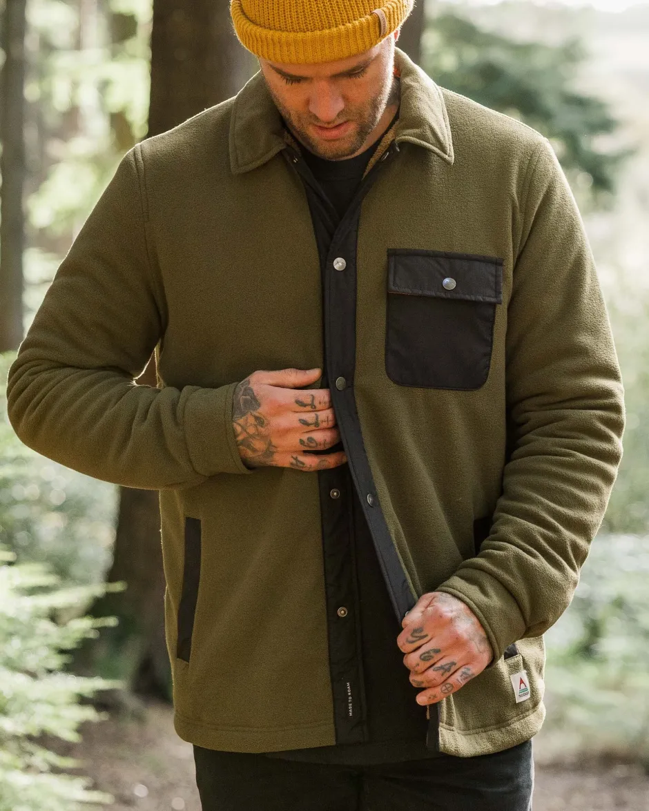 Shirts|Fleece>Passenger Firelight Sherpa Lined Overshirt Khaki