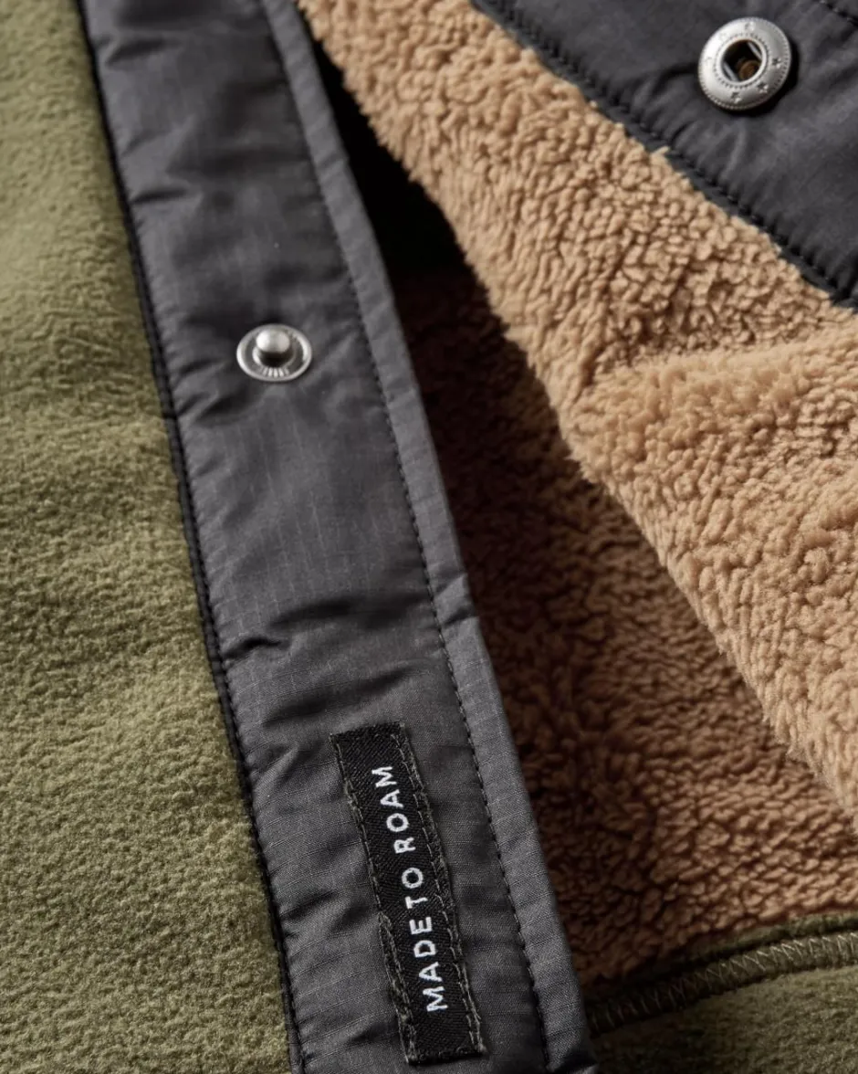 Shirts|Fleece>Passenger Firelight Sherpa Lined Overshirt Khaki