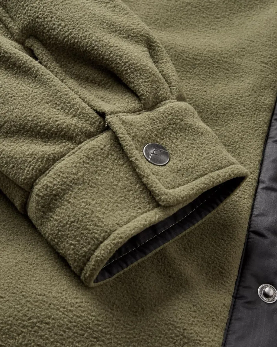Shirts|Fleece>Passenger Firelight Sherpa Lined Overshirt Khaki