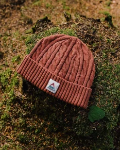 Beanies|Beanies>Floris van Bommel Fireside Recycled Cable Knit Beanie Baked Clay
