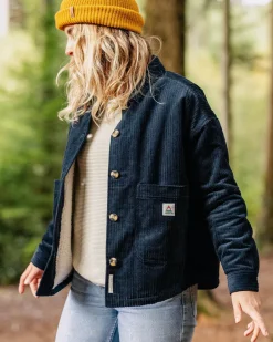 Shirts|Overshirts>Passenger Flint Recycled Cord Overshirt Deep Navy