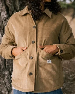 Shirts|Overshirts>Passenger Flint Recycled Corduroy Overshirt Biscuit