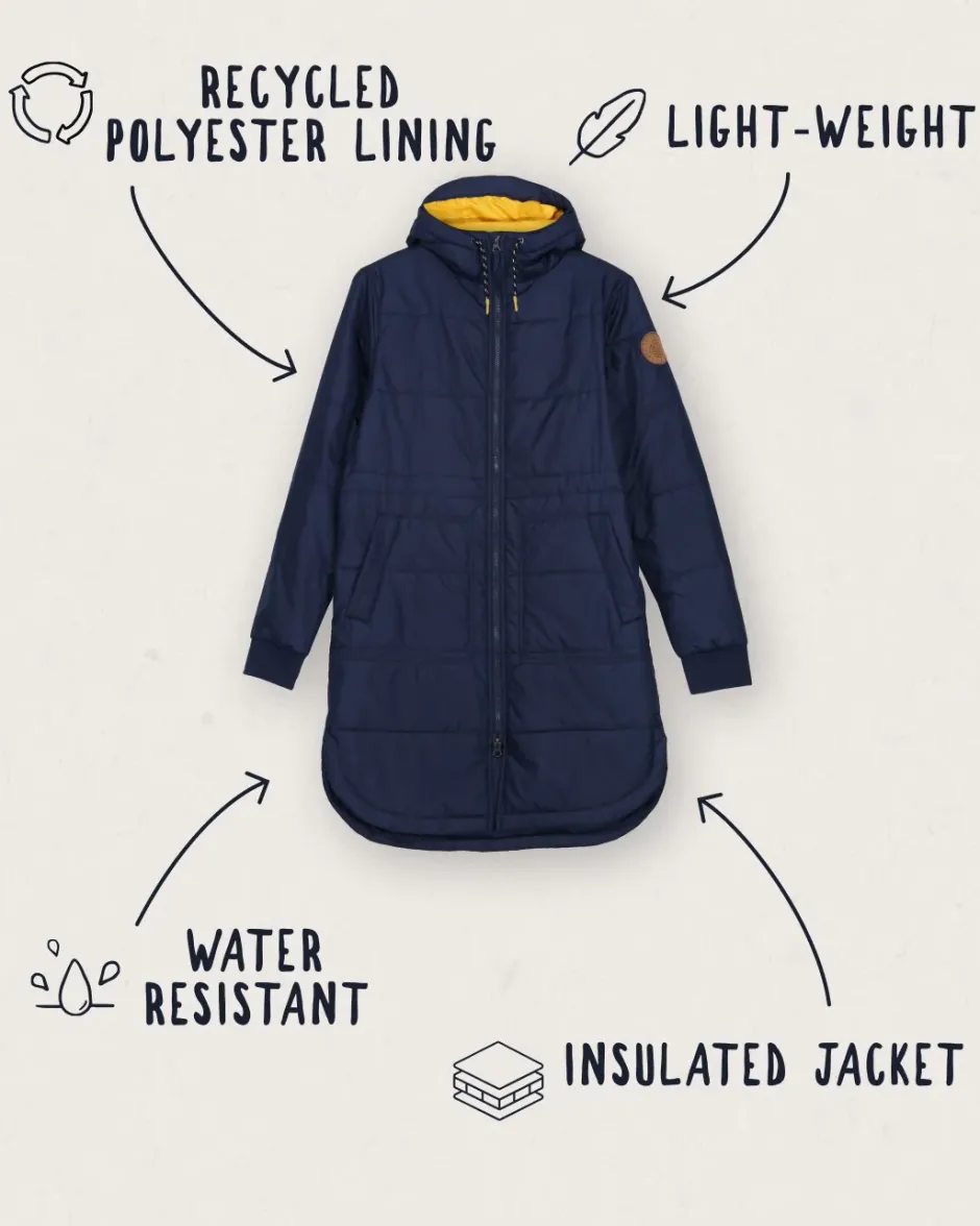 Water Resistant|Insulated>Passenger Flora Long Recycled Insulated Jacket Rich Navy