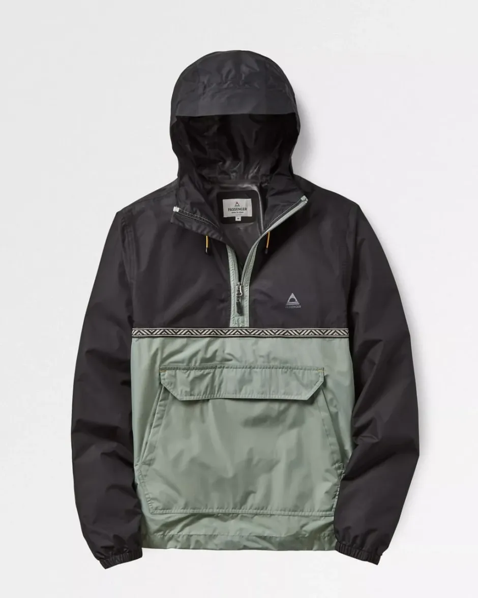 Water Resistant|Best Sellers>Passenger Flow 1/2 Zip Recycled Water Resistant Jacket True Black/Pistachio