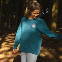 Hoodies & Sweatshirts>Passenger Friday Collective Recycled Cotton Oversized Sweatshirt Blue Coral