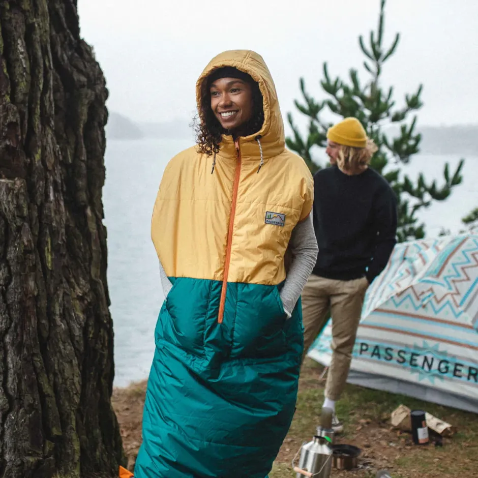 Accessories|Blankets>Passenger Good Times Recycled Sleep Sack Ochre Yellow/ Storm Green