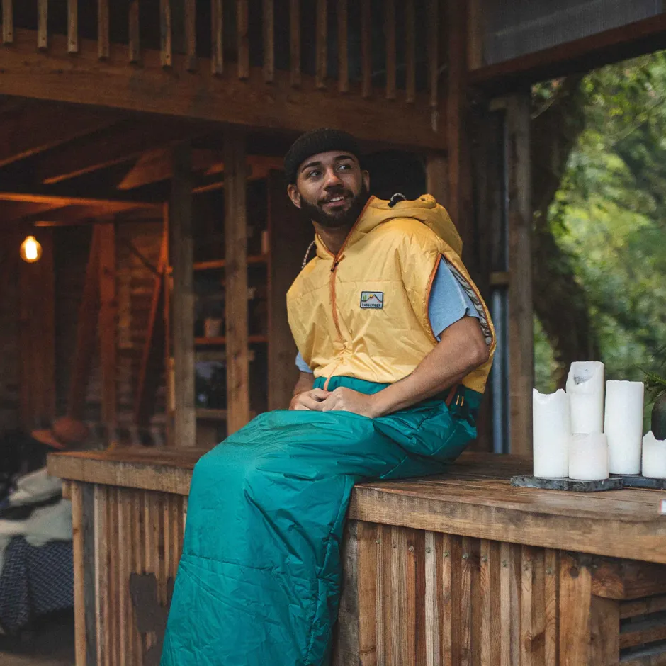 Accessories|Blankets>Passenger Good Times Recycled Sleep Sack Ochre Yellow/ Storm Green