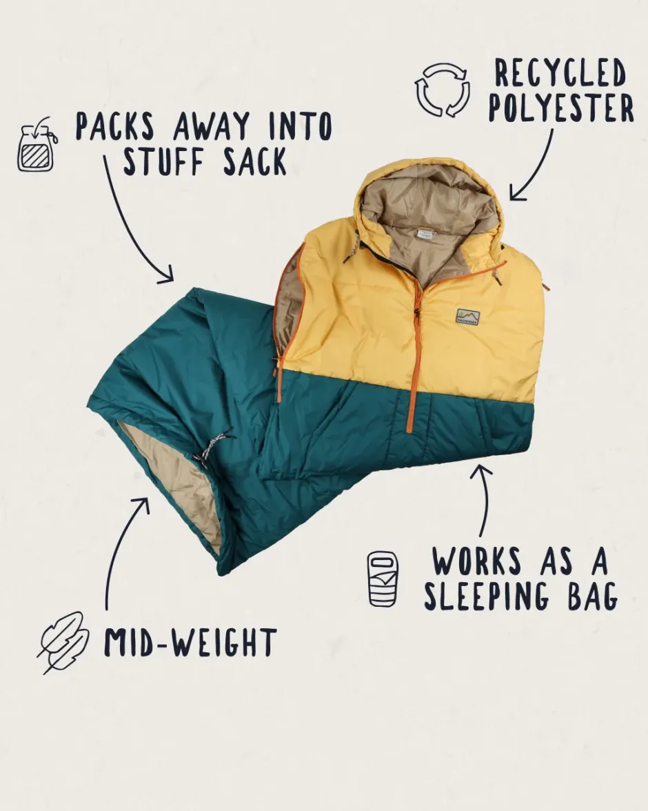 Accessories|Blankets>Passenger Good Times Recycled Sleep Sack Ochre Yellow/ Storm Green