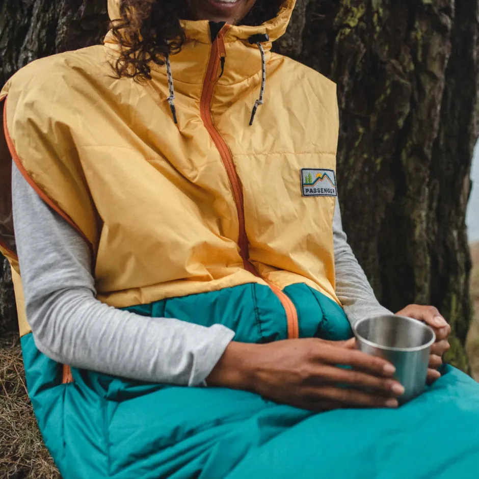 Accessories|Blankets>Passenger Good Times Recycled Sleep Sack Ochre Yellow/ Storm Green