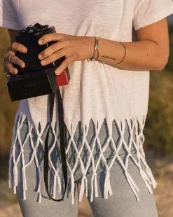 Tops & T-Shirts|Women's Outlet>Passenger Henna Recycled Cotton Tassel T-Shirt White