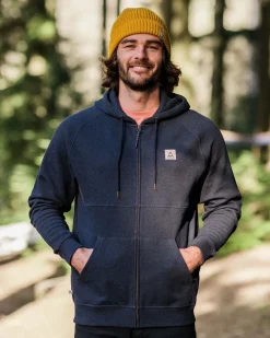 Hoodies & Sweatshirts|Men's Outlet>Passenger Heritage Full Zip Organic Cotton Hoodie Deep Navy Marl