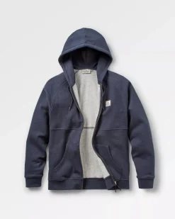 Hoodies & Sweatshirts|Men's Outlet>Passenger Heritage Full Zip Organic Cotton Hoodie Deep Navy Marl