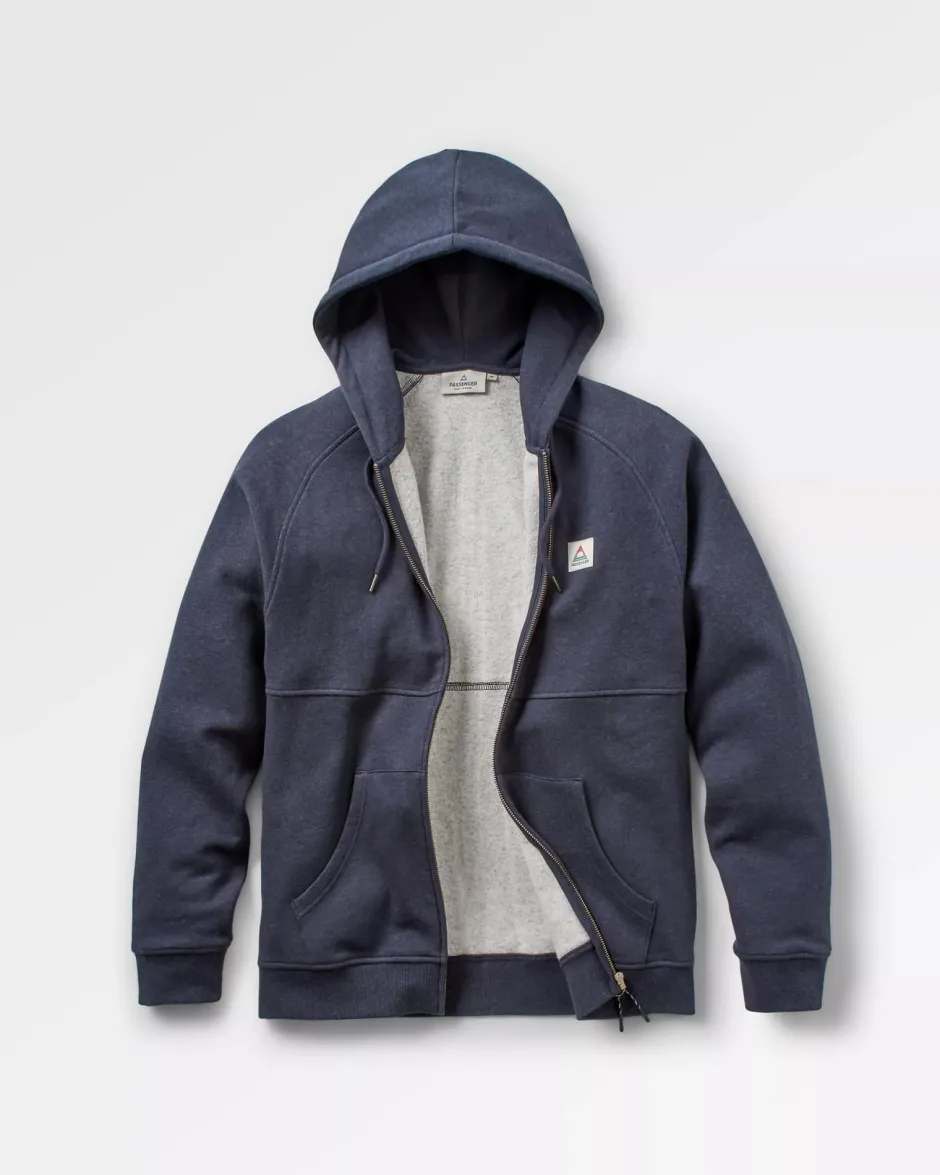 Hoodies & Sweatshirts|Men's Outlet>Passenger Heritage Full Zip Organic Cotton Hoodie Deep Navy Marl