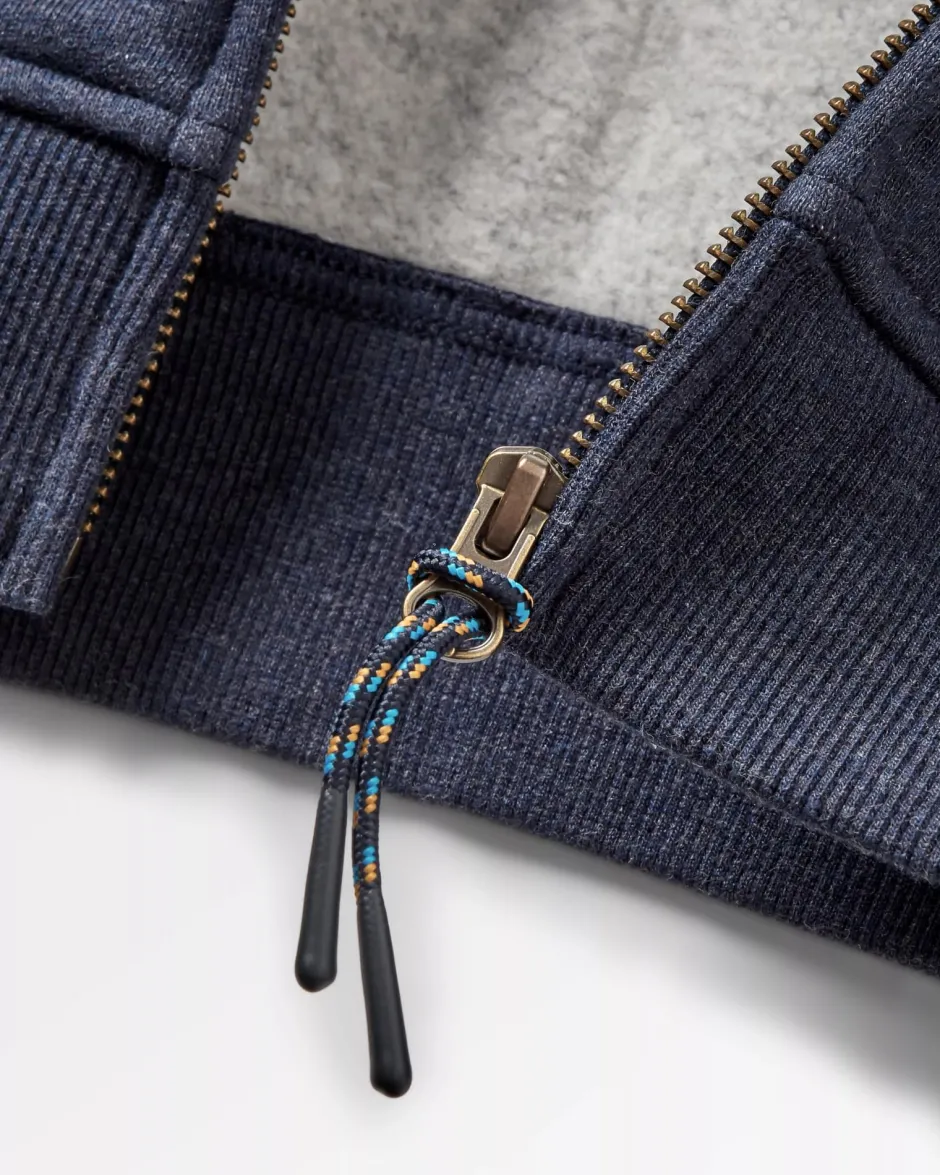 Hoodies & Sweatshirts|Men's Outlet>Passenger Heritage Full Zip Organic Cotton Hoodie Deep Navy Marl