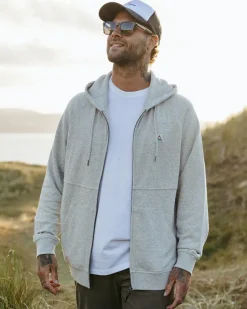 Hoodies & Sweatshirts|Men's Outlet>Passenger Heritage Full Zip Recycled Cotton Hoodie Grey Marl