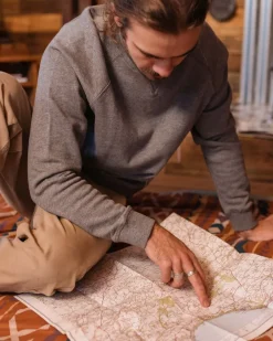 Hoodies & Sweatshirts|Men's Outlet>Passenger Heritage Recycled Cotton Sweatshirt Mid Grey Marl