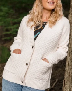 Knitwear|Women's Outlet>Passenger Homey Recycled Knitted Cable Cardigan Off White