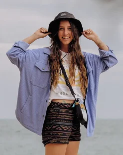 Shirts|Fleece>Passenger Iguazu Grid Polar Fleece Shirt Baja