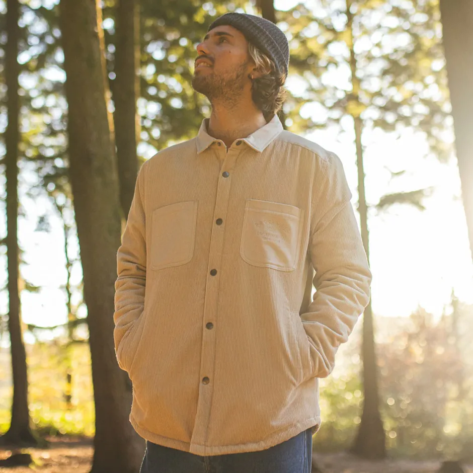 Shirts|Overshirts>Passenger Kodiak Sherpa Lined Cord Overshirt Feather Grey