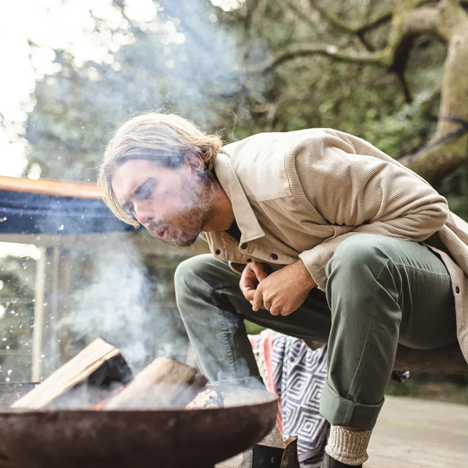 Shirts|Overshirts>Passenger Kodiak Sherpa Lined Cord Overshirt Feather Grey