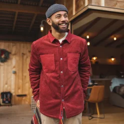 Shirts|Overshirts>Passenger Kodiak Sherpa Lined Cord Overshirt Russet Brown