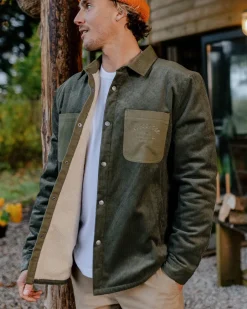 Shirts|Best Sellers>Passenger Kodiak Sherpa Lined Cord Overshirt Dusty Olive