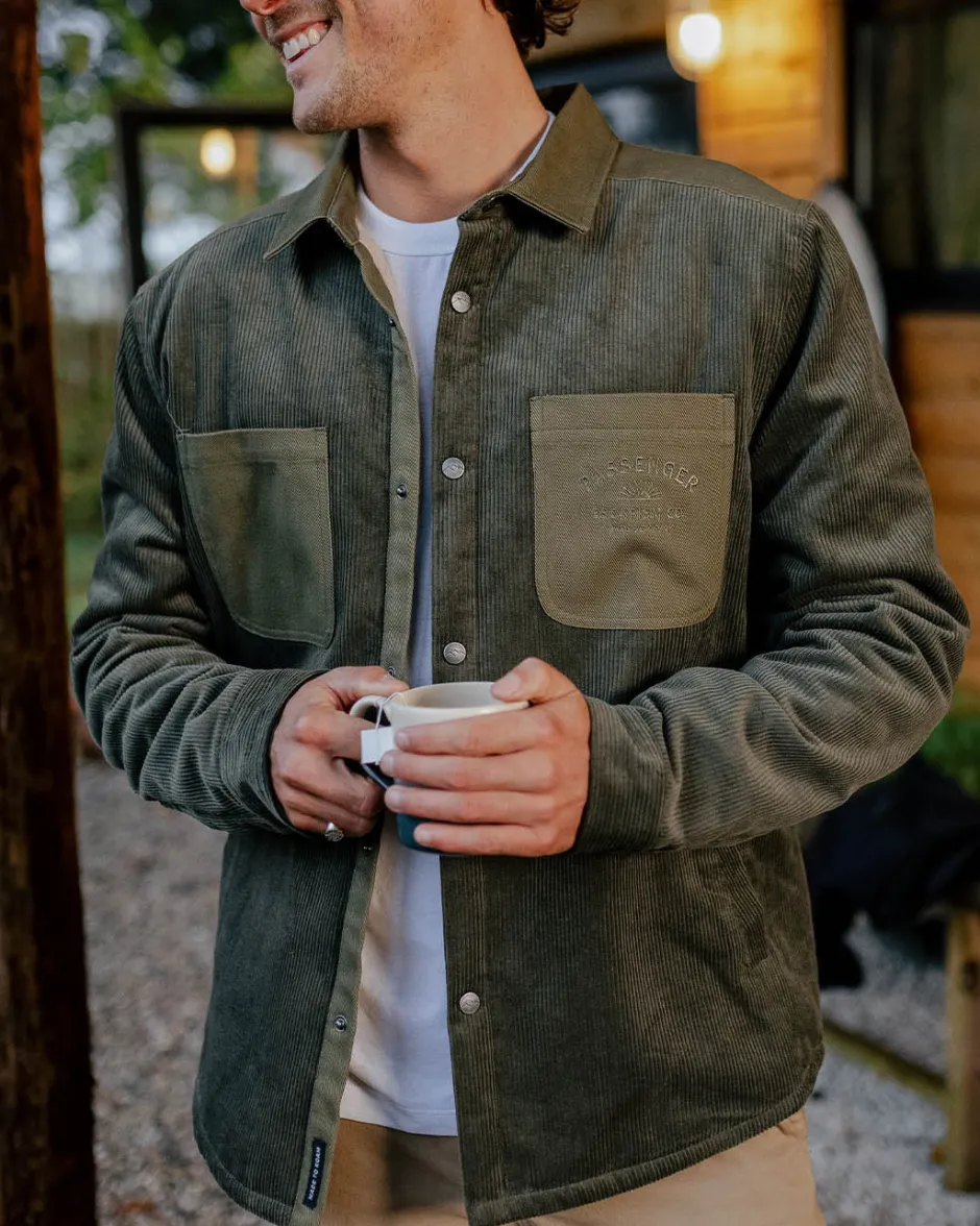 Shirts|Best Sellers>Passenger Kodiak Sherpa Lined Cord Overshirt Dusty Olive
