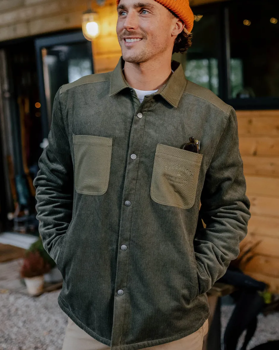 Shirts|Best Sellers>Passenger Kodiak Sherpa Lined Cord Overshirt Dusty Olive