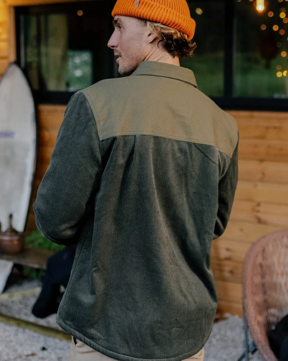 Shirts|Best Sellers>Passenger Kodiak Sherpa Lined Cord Overshirt Dusty Olive