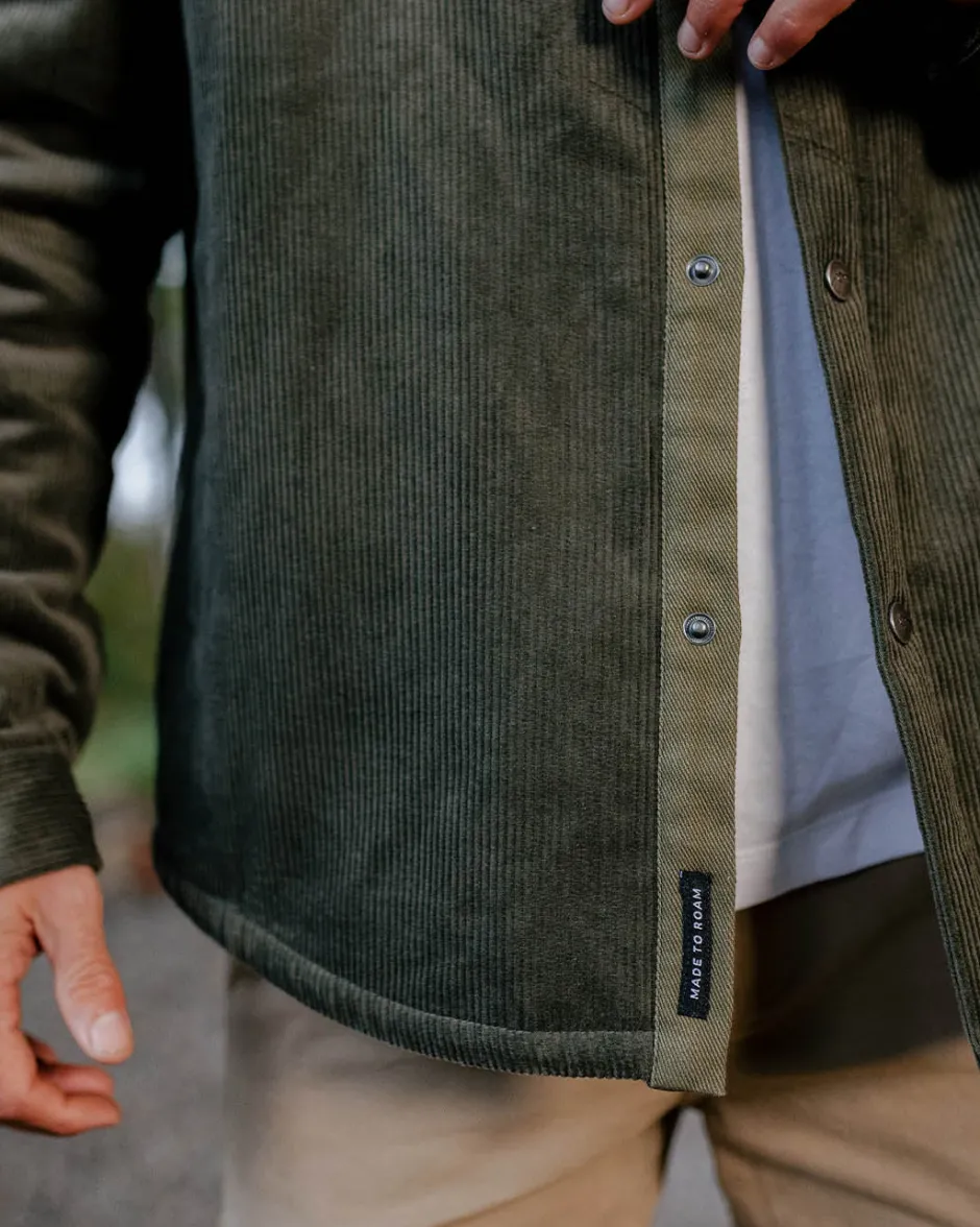 Shirts|Best Sellers>Passenger Kodiak Sherpa Lined Cord Overshirt Dusty Olive