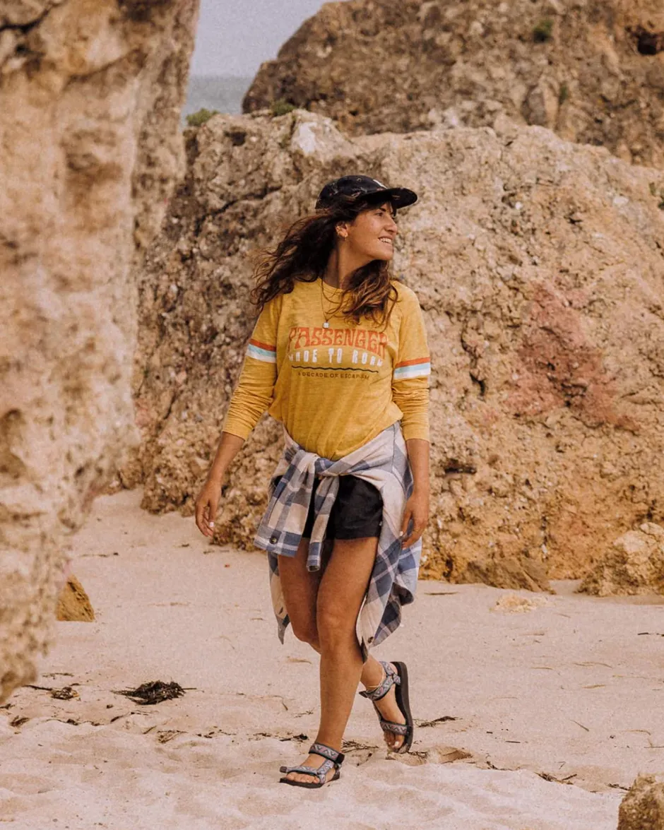 Tops & T-Shirts>Passenger La Sarena Recycled Cotton Oversized LS T-Shirt Ochre Yellow