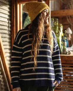 Knitwear|Women's Outlet>Passenger Lakewood Organic Cotton Knitted Jumper Navy Stripe