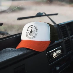 Accessories|Caps & Hats>Passenger Land Sea Snapback Trucker Cap Sunrise Orange