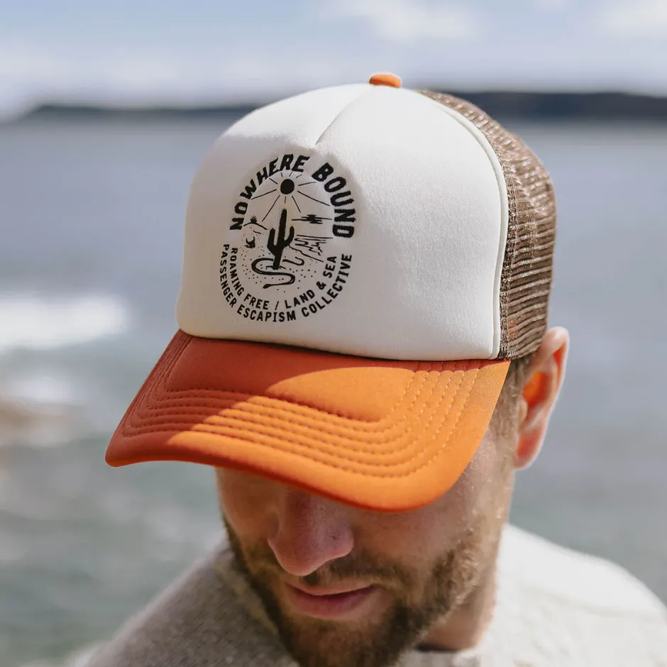 Accessories|Caps & Hats>Passenger Land Sea Snapback Trucker Cap Sunrise Orange