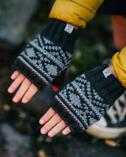 Gloves|Gloves>Passenger Lily Recycled Fleece Lined Fingerless Mittens Black