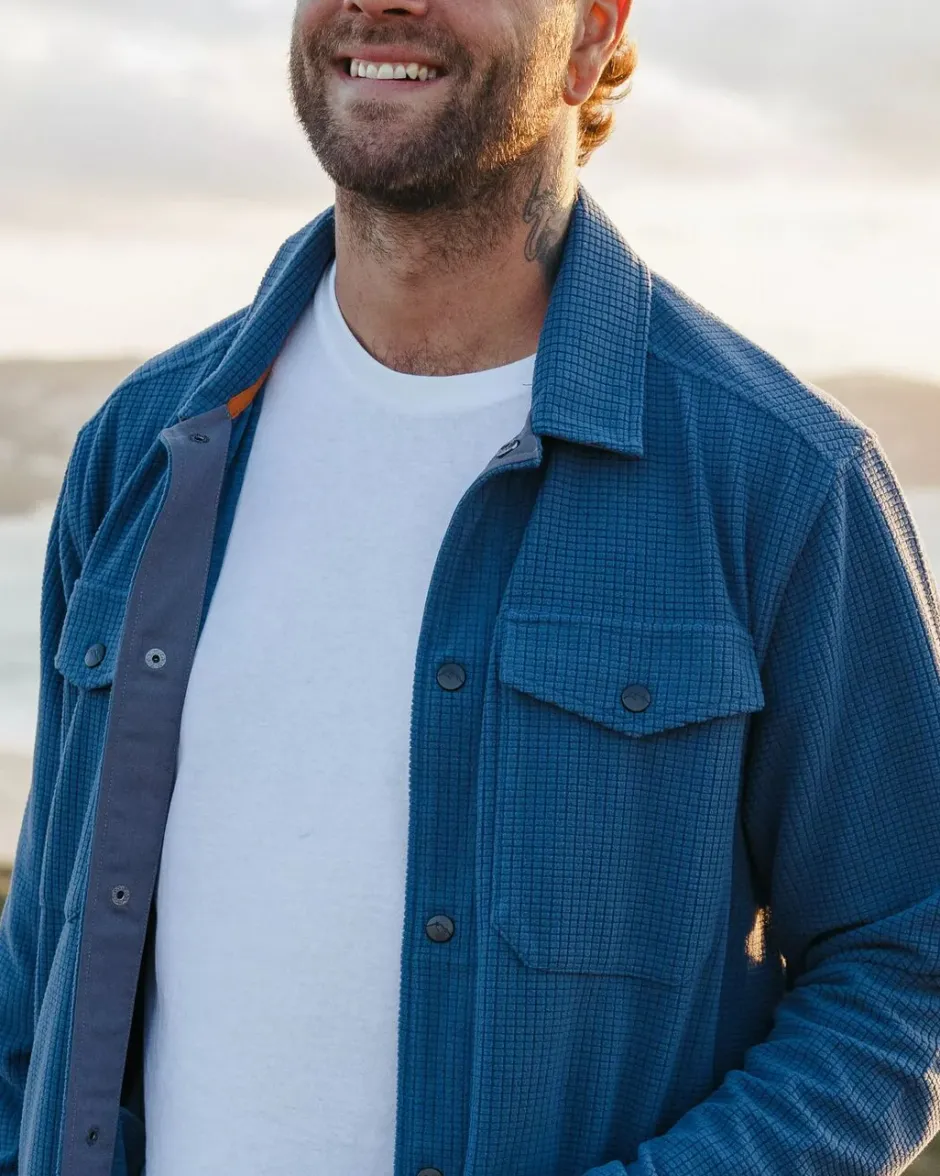 Shirts|Fleece>Passenger Maple Grid Polar Fleece Shirt Dark Denim