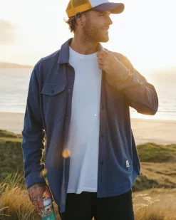 Shirts|Fleece>Passenger Maple Grid Polar Fleece Shirt Dark Denim
