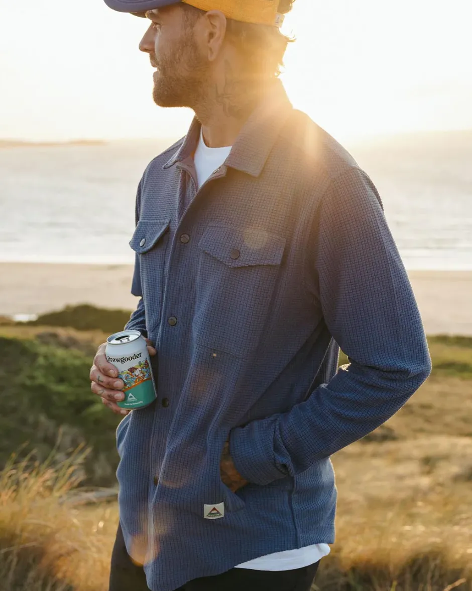 Shirts|Fleece>Passenger Maple Grid Polar Fleece Shirt Dark Denim
