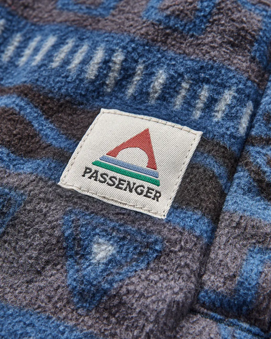 Shirts|Fleece>Passenger Maple Recycled Polar Fleece Shirt Abstract Stripe Dark Denim