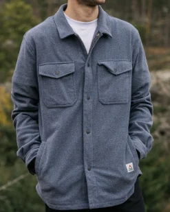 Shirts|Fleece>Passenger Maple Recycled Polar Fleece Shirt Navy Marl