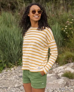 Tops & T-Shirts>Passenger Misty Stripe LS T-Shirt Honey