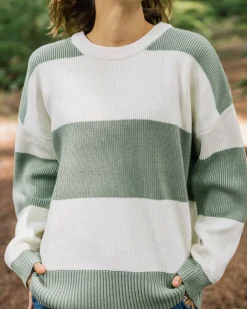 Knitwear|Women's Outlet>Passenger Moments Organic Oversized Knitted Jumper Pistachio Stripe