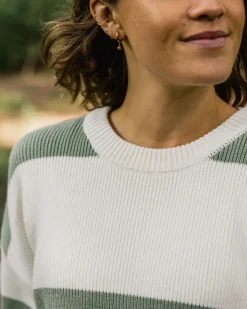 Knitwear|Women's Outlet>Passenger Moments Organic Oversized Knitted Jumper Pistachio Stripe
