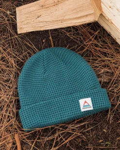 Accessories|Beanies>Floris van Bommel Moss Double Layer Recycled Waffle Beanie Mediterranean
