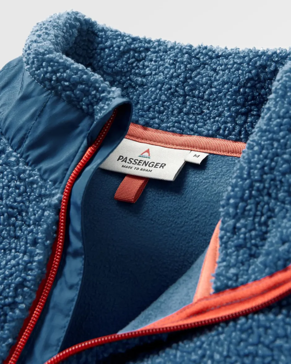 Fleece|Fleece>Floris van Bommel Muse Recycled Polar-Lined Sherpa Fleece Blue Steel