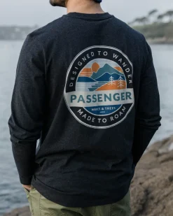 T-Shirts & Tank Tops|Men's Outlet>Passenger Odyssey Recycled Cotton LS T-Shirt Ebony Marl
